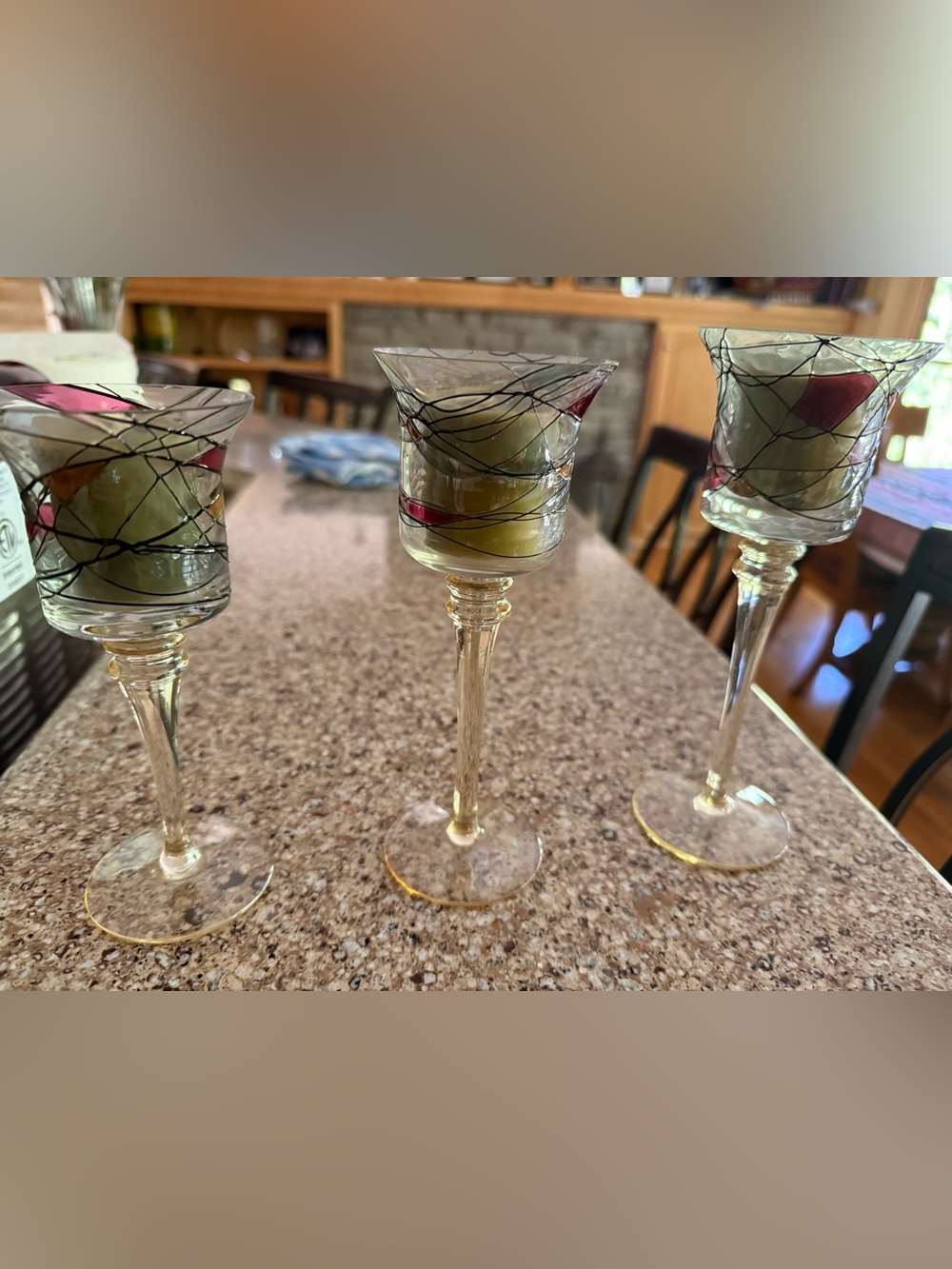 PartyLite Glass Tea Light Holder with Red Accent Panels - Picture 3 of 3
